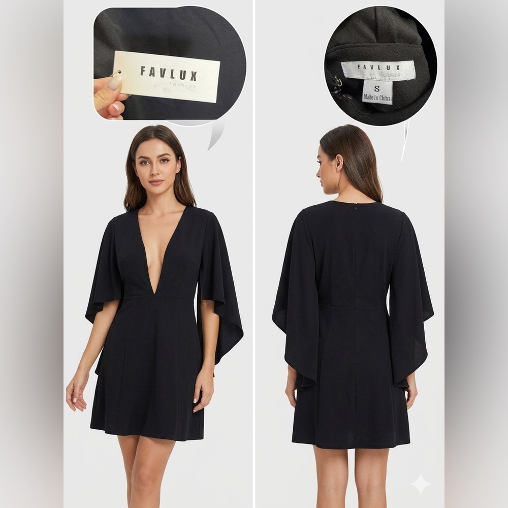 Favlux Black V-Neck Dress brand new with tags size small